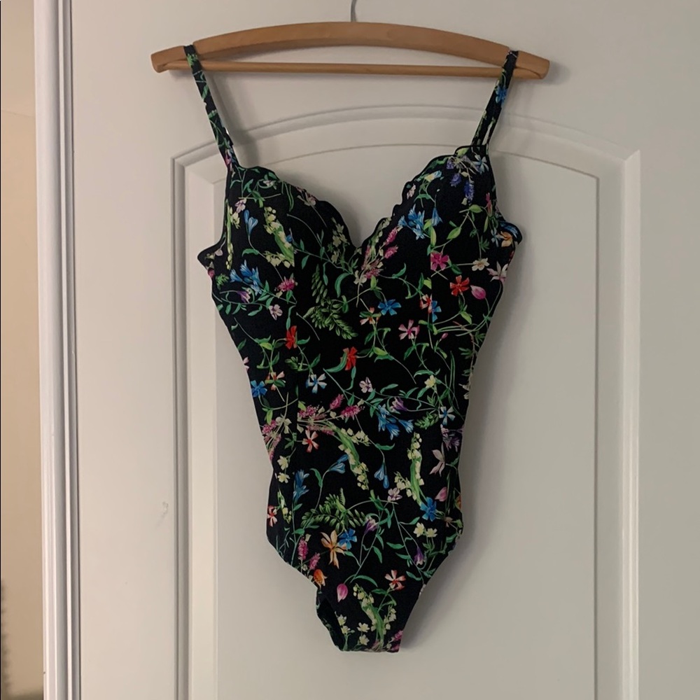 Floral Black One-Piece Swimsuit